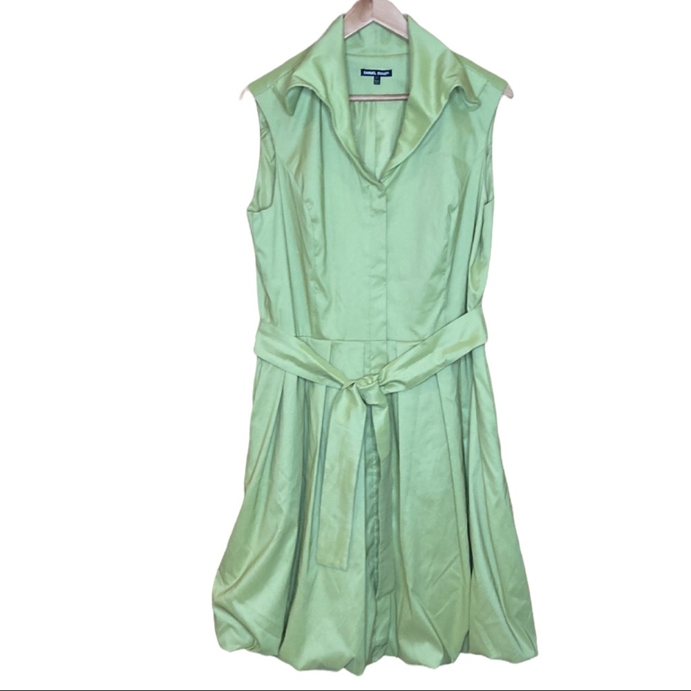Samuel Dong sleeveless fitted lime green bubble dress wire collar, size L (J1078